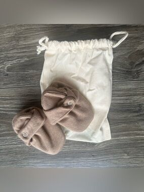 Ten Little Tan Crib Booties Newborn Cotton Snap